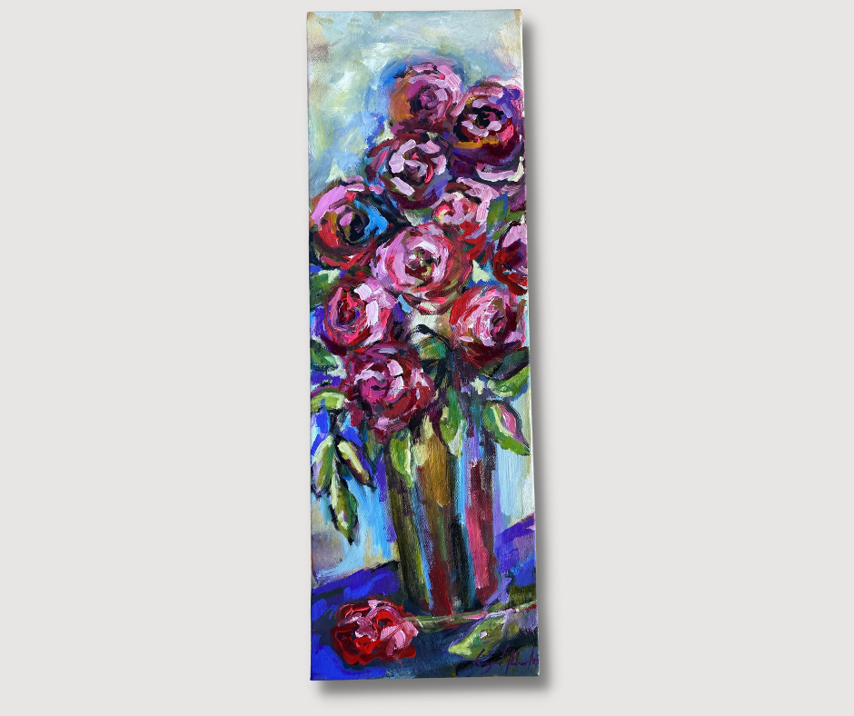 Peonies - Acrylic - 31cm W x 92cm H